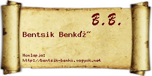 Bentsik Benkő névjegykártya